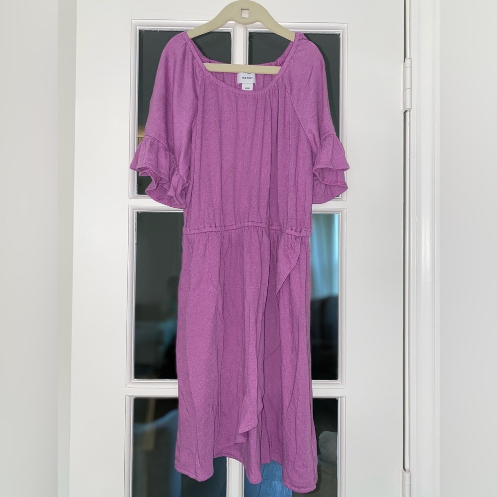 Purple midi dress with sleeves